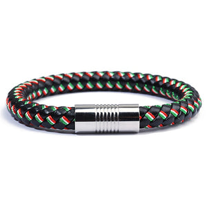 Genuine Braided Leather Rope Bracelets with Stainless Steel Clasps