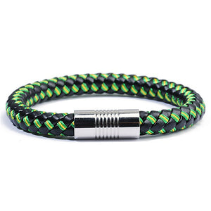 Genuine Braided Leather Rope Bracelets with Stainless Steel Clasps