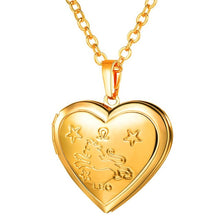 Load image into Gallery viewer, Locket Necklaces 12 Constellations/Zodiac Heart Pendant &amp; Chain Men/Women Jewelry