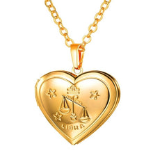 Load image into Gallery viewer, Locket Necklaces 12 Constellations/Zodiac Heart Pendant &amp; Chain Men/Women Jewelry