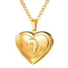 Load image into Gallery viewer, Locket Necklaces 12 Constellations/Zodiac Heart Pendant &amp; Chain Men/Women Jewelry