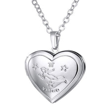 Load image into Gallery viewer, Locket Necklaces 12 Constellations/Zodiac Heart Pendant &amp; Chain Men/Women Jewelry