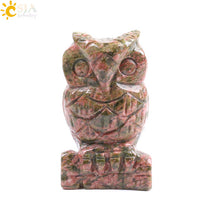 Load image into Gallery viewer, 49x31mm Natural Stone Tiger Eye Pink Quartz Carved Mini Owl Statue