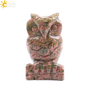 49x31mm Natural Stone Tiger Eye Pink Quartz Carved Mini Owl Statue