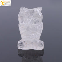 Load image into Gallery viewer, 49x31mm Natural Stone Tiger Eye Pink Quartz Carved Mini Owl Statue