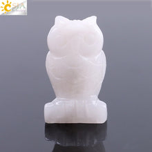 Load image into Gallery viewer, 49x31mm Natural Stone Tiger Eye Pink Quartz Carved Mini Owl Statue