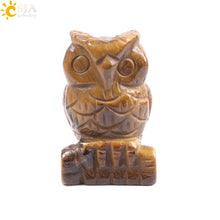 Load image into Gallery viewer, 49x31mm Natural Stone Tiger Eye Pink Quartz Carved Mini Owl Statue