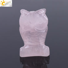 Load image into Gallery viewer, 49x31mm Natural Stone Tiger Eye Pink Quartz Carved Mini Owl Statue