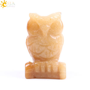 49x31mm Natural Stone Tiger Eye Pink Quartz Carved Mini Owl Statue