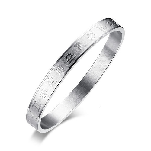 12 Constellation Bangle For Women/Men Stainless Steel Elegant Cuff Bracelet