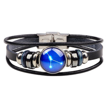 Load image into Gallery viewer, Twelve Constellations Leather Zodiac Bracelet Weave Rope