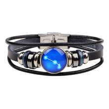 Load image into Gallery viewer, Twelve Constellations Leather Zodiac Bracelet Weave Rope