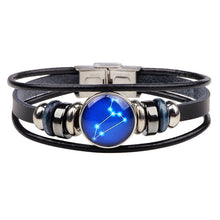 Load image into Gallery viewer, Twelve Constellations Leather Zodiac Bracelet Weave Rope