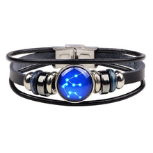 Load image into Gallery viewer, Twelve Constellations Leather Zodiac Bracelet Weave Rope