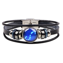 Load image into Gallery viewer, Twelve Constellations Leather Zodiac Bracelet Weave Rope