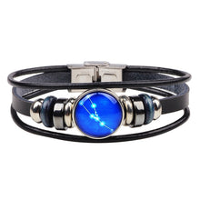 Load image into Gallery viewer, Twelve Constellations Leather Zodiac Bracelet Weave Rope