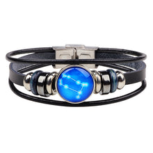 Load image into Gallery viewer, Twelve Constellations Leather Zodiac Bracelet Weave Rope