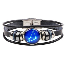 Load image into Gallery viewer, Twelve Constellations Leather Zodiac Bracelet Weave Rope