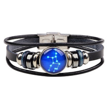 Load image into Gallery viewer, Twelve Constellations Leather Zodiac Bracelet Weave Rope
