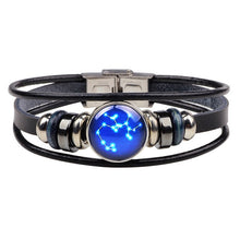 Load image into Gallery viewer, Twelve Constellations Leather Zodiac Bracelet Weave Rope
