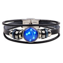 Load image into Gallery viewer, Twelve Constellations Leather Zodiac Bracelet Weave Rope