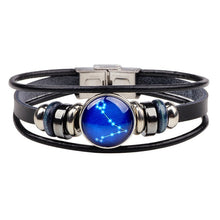 Load image into Gallery viewer, Twelve Constellations Leather Zodiac Bracelet Weave Rope