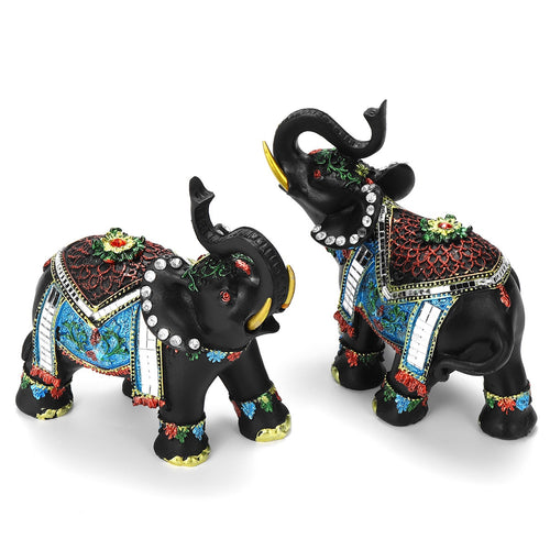 Resin Feng Shui Elegant Elephant Luck & Wealth Sculpture Mini