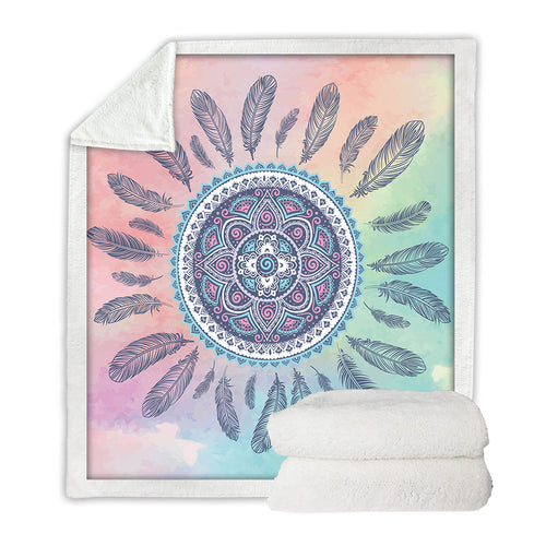 Dreamcatcher Mandala Boho Sherpa Fleece Velvet Plush