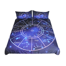 Load image into Gallery viewer, Twelve Constellations Bedding Set Galaxy Stars Duvet Cover Horoscope Blue Bed Cover