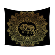 Load image into Gallery viewer, Indian Elephant and Moon Golden Tapestry