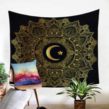 Load image into Gallery viewer, Indian Elephant and Moon Golden Tapestry