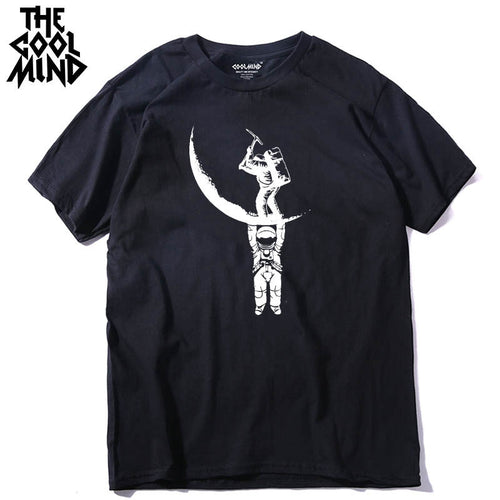 COOLMIND MO0112A 100% cotton casual short sleeve moon designs men T shirt casual o-neck men tshirt cool summer t-shirt male tees