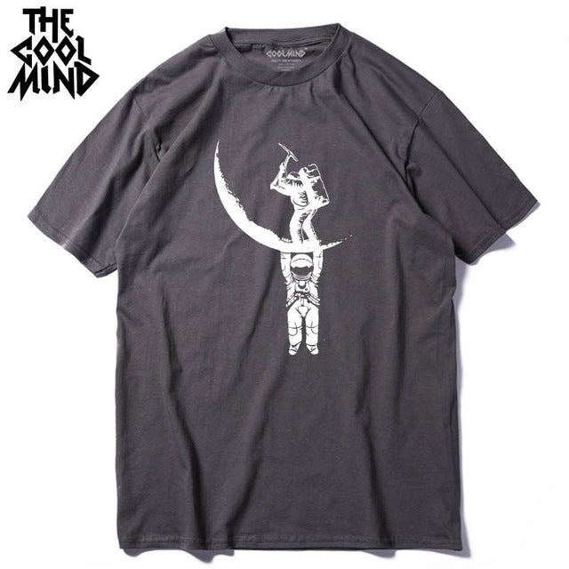 COOLMIND MO0112A 100% cotton casual short sleeve moon designs men T shirt casual o-neck men tshirt cool summer t-shirt male tees