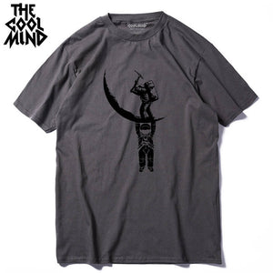 COOLMIND MO0112A 100% cotton casual short sleeve moon designs men T shirt casual o-neck men tshirt cool summer t-shirt male tees