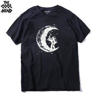 COOLMIND MO0112A 100% cotton casual short sleeve moon designs men T shirt casual o-neck men tshirt cool summer t-shirt male tees
