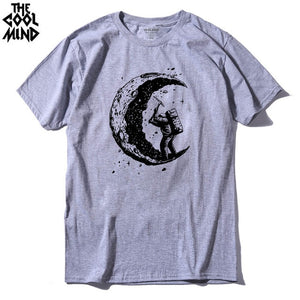 COOLMIND MO0112A 100% cotton casual short sleeve moon designs men T shirt casual o-neck men tshirt cool summer t-shirt male tees