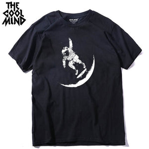 COOLMIND MO0112A 100% cotton casual short sleeve moon designs men T shirt casual o-neck men tshirt cool summer t-shirt male tees