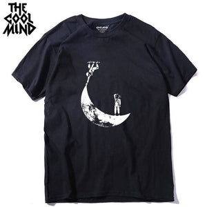 COOLMIND MO0112A 100% cotton casual short sleeve moon designs men T shirt casual o-neck men tshirt cool summer t-shirt male tees