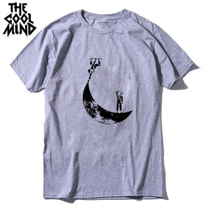 COOLMIND MO0112A 100% cotton casual short sleeve moon designs men T shirt casual o-neck men tshirt cool summer t-shirt male tees