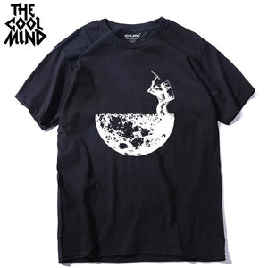 COOLMIND MO0112A 100% cotton casual short sleeve moon designs men T shirt casual o-neck men tshirt cool summer t-shirt male tees