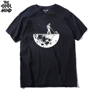 COOLMIND MO0112A 100% cotton casual short sleeve moon designs men T shirt casual o-neck men tshirt cool summer t-shirt male tees