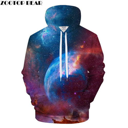 Casual Hoodies 3D Galaxy Hoody Print Sweatshirt 6XL Brand Tracksuit Autumn Coat Streatwear Jacket Moon 2018 Drop ship ZOOTOPBEAR