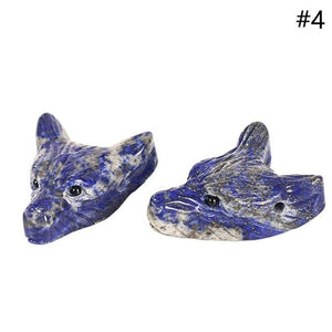 1pc Wolf Head Natural Carved Stone