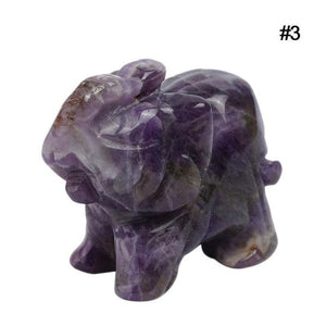 Elephant Figurines Carved Natural Stone Yellow Jade Mini Elephant Gemstone Chakra Healing