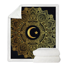 Load image into Gallery viewer, Golden Mandala Sherpa Blankets