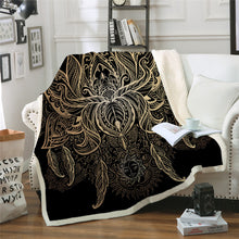 Load image into Gallery viewer, Golden Mandala Sherpa Blankets
