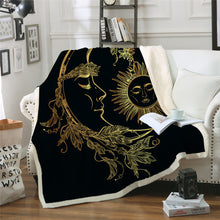Load image into Gallery viewer, Golden Mandala Sherpa Blankets