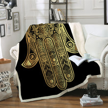 Load image into Gallery viewer, Golden Mandala Sherpa Blankets