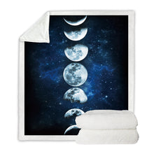 Load image into Gallery viewer, Moon Changing Velvet Plush Galaxy Printed Sherpa Blanket