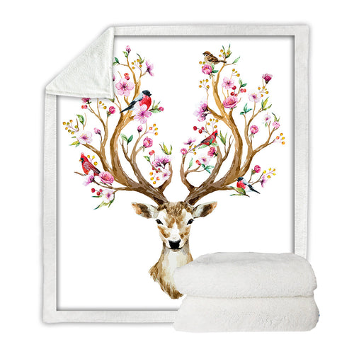 Elk Floral Sherpa Blanket